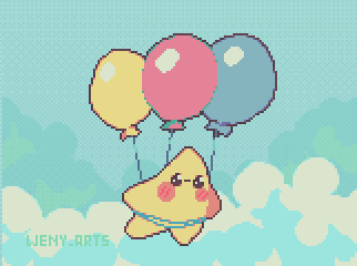 Star Floating attached to Balloons